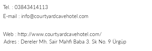 Courtyard Cave Hotel telefon numaralar, faks, e-mail, posta adresi ve iletiim bilgileri